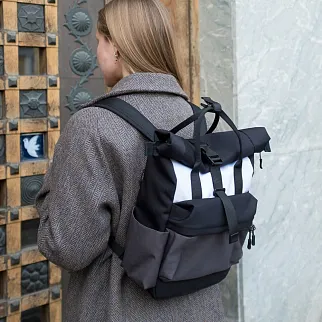 Рюкзак-роллтоп Friend Function черно-белый