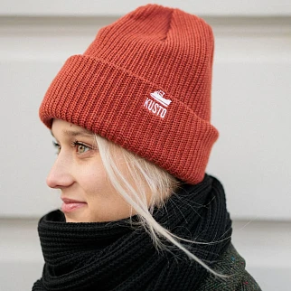 Шапка Kusto Heat терракот с вышивкой