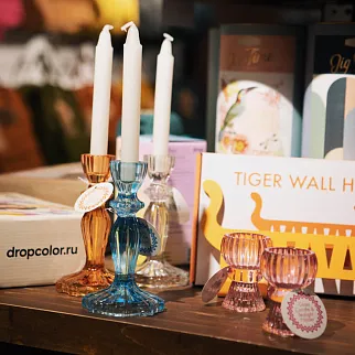 Стеклянный высокий подсвечник REX прозрачный