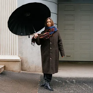 Зонт-трость с автооткрытием 24 ребра черный