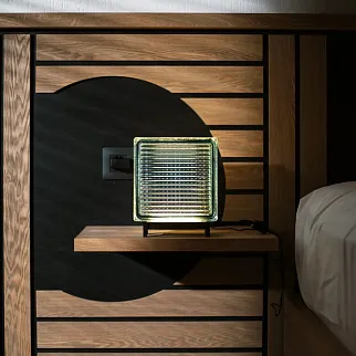 Светильник-стеклоблок голубой