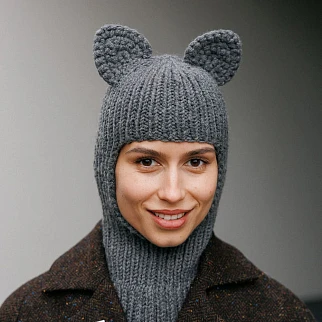 Балаклава Friend Function с ушками кошки серая