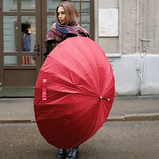 Зонт-трость с автооткрытием 24 ребра красный