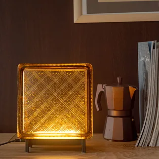 Светильник-стеклоблок оранжевый