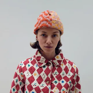 Шапка-бини Jacob Cro Twins Pink Red Yellow melange