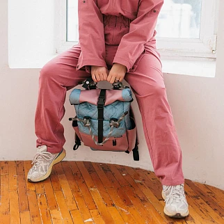 Рюкзак-роллтоп Domashka дутый розово-голубой