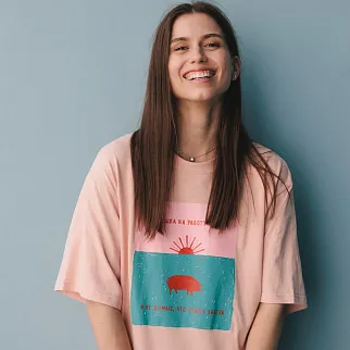 Оверсайз футболка Barking Store Я не пошла на работу женская розовая