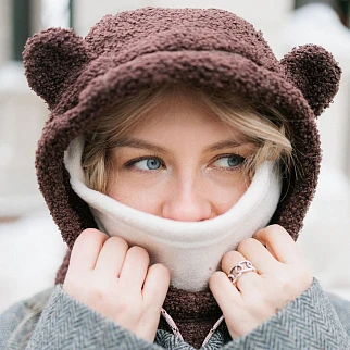 Капюшон Friend Function барашковый коричневый с ушками