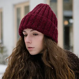 Шапка шерстяная Friend Function Крупной Вязки Бордовая