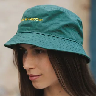 Панама Friend Function с вышивкой я здесь не работаю зеленая