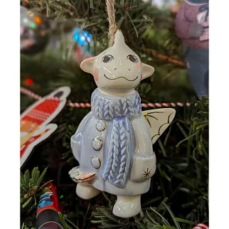 Керамическая ёлочная игрушка Дракоша девочка