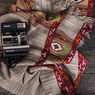 Большой шерстяной шарф Beige Melange Folk