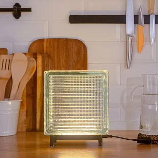 Светильник-стеклоблок голубой