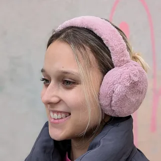 Теплые наушники розовые