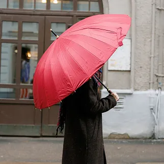 Зонт-трость с автооткрытием 24 ребра красный