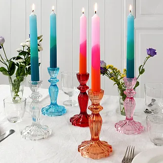 Стеклянный высокий подсвечник REX оранжевый