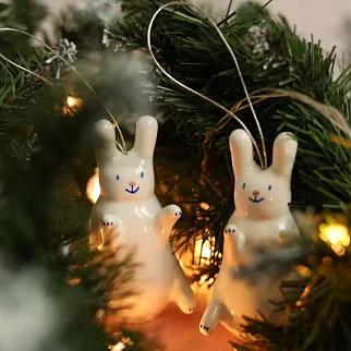 Керамическая ёлочная игрушка Заяц