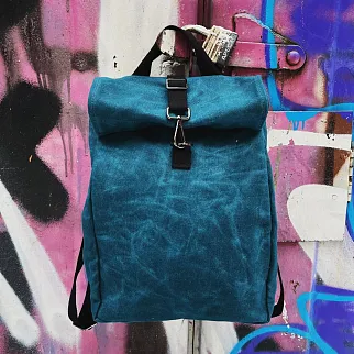 Рюкзак роллтоп из канваса Friend Function Mini бирюзовый