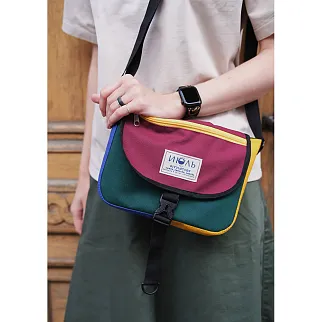 Сумка iyulstore Square Color block бордово-зелёная