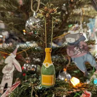 Керамическая ёлочная игрушка Бутылка шампанского