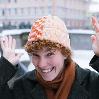 Шапка-бини Jacob Cro Twins Pink Red Yellow melange