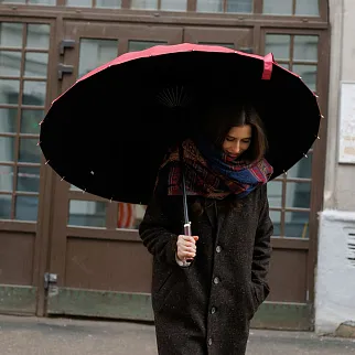 Зонт-трость с автооткрытием 24 ребра красный