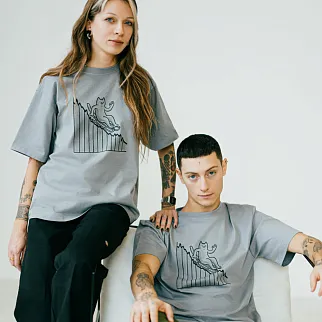 Оверсайз футболка Barking Store Weeeee мужская серая