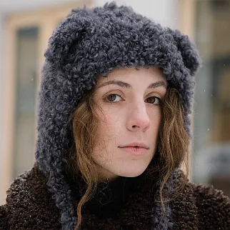 Шапка с ушками CHECK YA HEAD шерстяная графитовая 2358