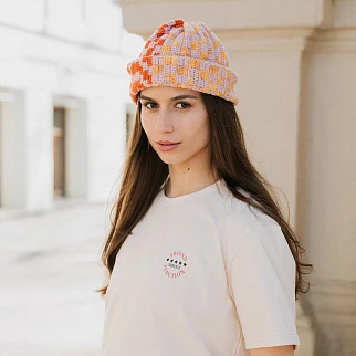 Шапка-бини Jacob Cro Twins Pink Red Yellow melange