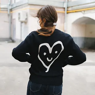 Свитер Thinking Mu Black Heart Khem