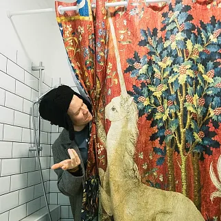 Шторка для ванной Friend Function X Страдающее Средневековье «Козлина»