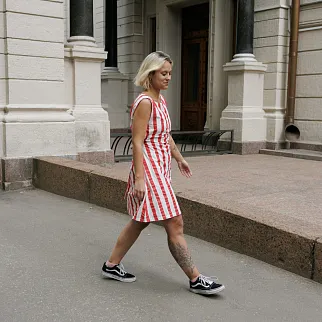 Платье Thinking Mu Red Maxi Stripes Cecile