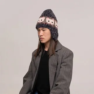 Шапка CHECK YA HEAD серая с рисунком Котики Т2165/153