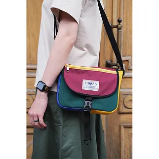 Сумка iyulstore Square Color block бордово-зелёная