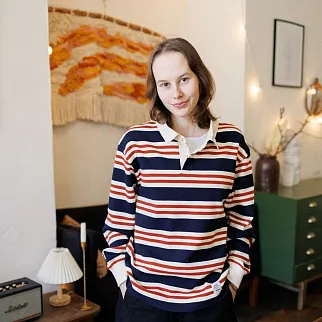 Регбийка МЕЧ RUGBY SHIRT Cream/Navy/Red