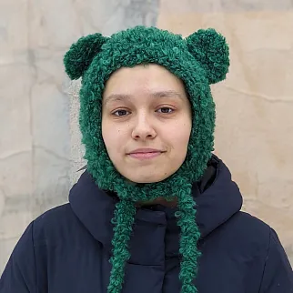 Шапка с ушками CHECK YA HEAD шерстяная зеленая 2358