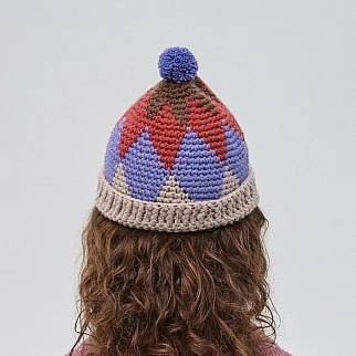 Шапка CHECK YA HEAD ромбы с помпоном 26223/223