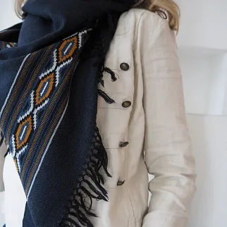 Большой шерстяной шарф Midnight Blue Folk