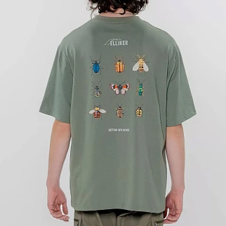Футболка Elliker Rill Bug Print Short Sleeve зеленая