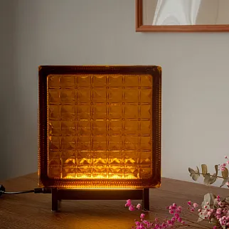 Светильник-стеклоблок желтый