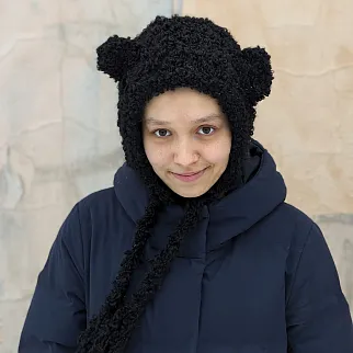 Шапка с ушками CHECK YA HEAD шерстяная черная 2358