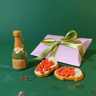 Керамическая ёлочная игрушка Бутылка шампанского