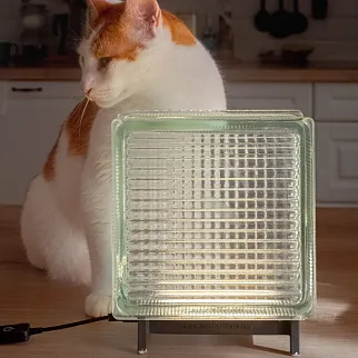 Светильник-стеклоблок голубой