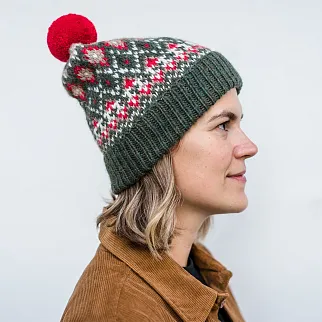Шапка гималайская шерстяная и зеленая Folk