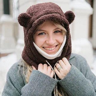 Капюшон Friend Function барашковый коричневый с ушками