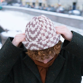 Шапка-бини Jacob Cro Twins Brown melange