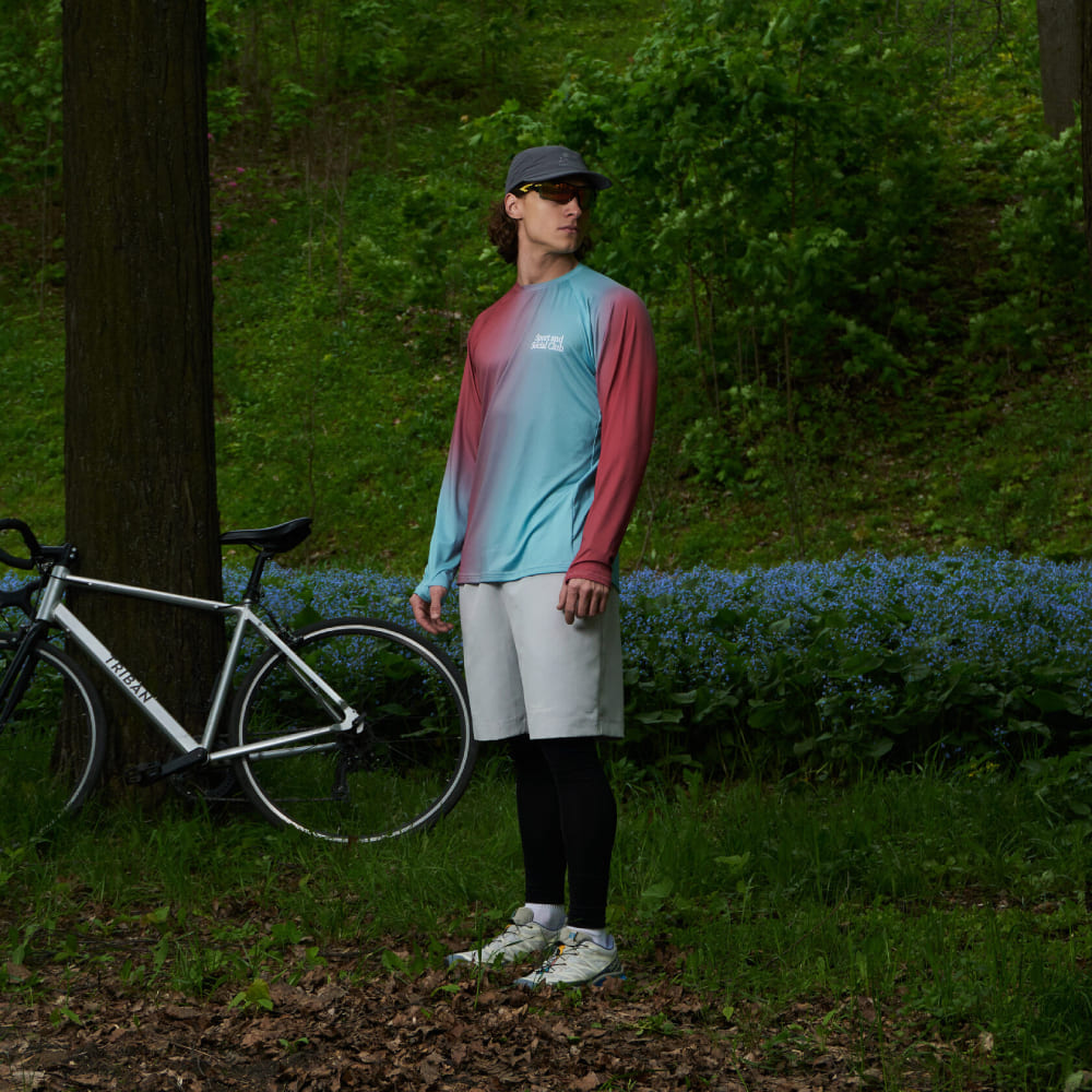 Лонгслив Called a Garment G Cycling бледномятный и вишневый