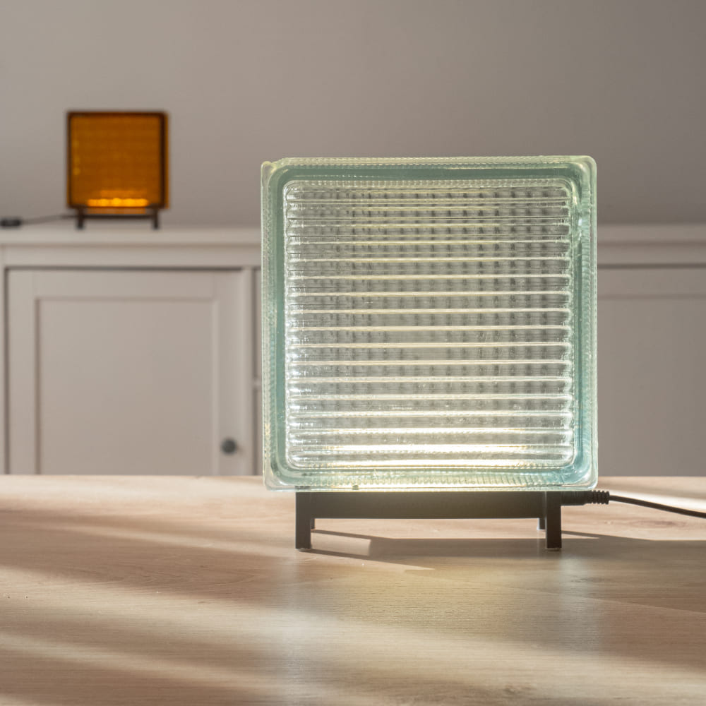 Светильник-стеклоблок голубой