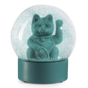 Снежный шар Манэки-нэко - Lucky Cat зеленый
