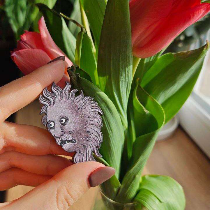 Страдающие броши Лев и ветка (и грустная брюква) - фото 5